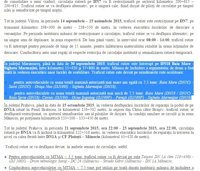 comunicat infotrafic